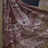White n Maroon on Hand Batik Print with Zari Border Semi Silk Saree