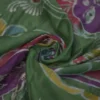 Green on Multicolor Hand Batik Print with Zari Border Semi Silk Saree
