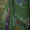 Green on Multicolor Hand Batik Print with Zari Border Semi Silk Saree