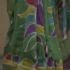 Green on Multicolor Hand Batik Print with Zari Border Semi Silk Saree