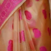 Biscuit on Pink Border and Kalka work Silk Saree