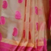 Biscuit on Pink Border and Kalka work Silk Saree