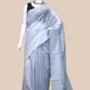Grey on silver stripe and butta work Silk Saree
