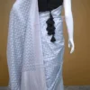 Grey on silver stripe and butta work Silk Saree