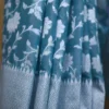 Sea Green on Silver Jangla Jaal work Silk Saree
