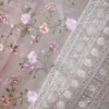 Peach on Multicolor Thread Stitch and Chikankari Border work organza Saree