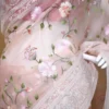 Peach on Multicolor Thread Stitch and Chikankari Border work organza Saree
