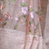 Peach on Multicolor Thread Stitch and Chikankari Border work organza Saree