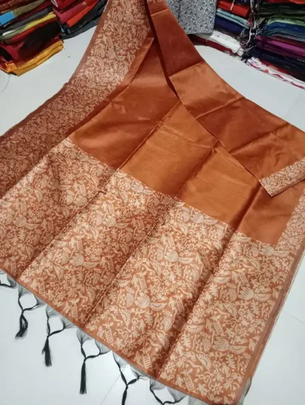 Rust Warli Print Semi Tussar Dupion Silk Saree