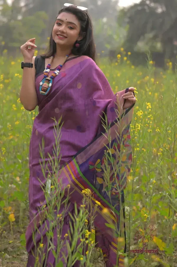 Lavender Resom jamdani Matka silk Saree