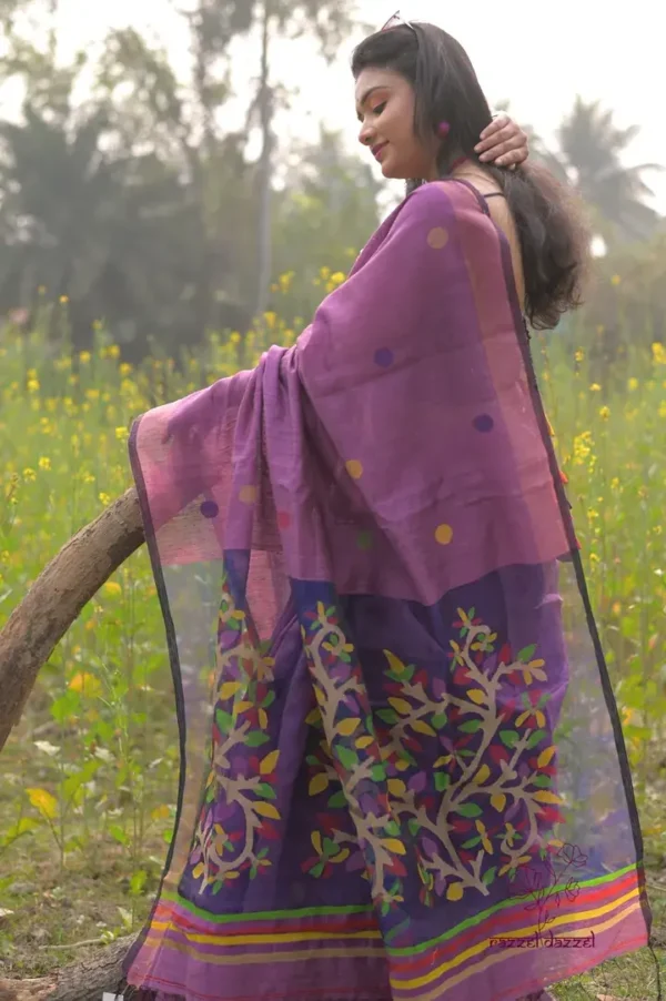 Lavender Resom jamdani Matka silk Saree