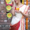 White with Golden Zari Woven Pure Cotton silk Saree