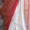 White with Golden Zari Woven Pure Cotton silk Saree