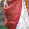 White with Golden Zari Woven Pure Cotton silk Saree