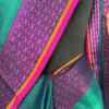 Dark Green n Blue Dual Tone on Pink Border Tissue saree
