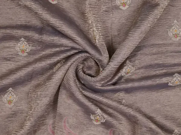Grey Dual Tone on Multicolor Embroidery work Tissue saree