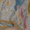Aqua Blue Dual Tone on Multicolor Embroidery work Tissue saree