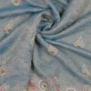 Aqua Blue Dual Tone on Multicolor Embroidery work Tissue saree