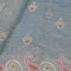 Aqua Blue Dual Tone on Multicolor Embroidery work Tissue saree