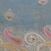 Aqua Blue Dual Tone on Multicolor Embroidery work Tissue saree