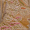golden yellow embroidery border & pallu buti work on crep Tissue silk saree