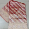Rust with Silver and Golden zari border n Strip on Tissue silk saree