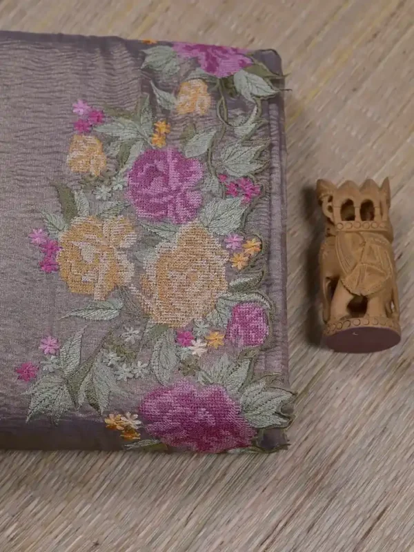 Bronze Tissue Embroidery Saree