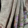 Wine on crush cutwork border with tussles on Tissue saree