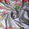 Grey body Nakshi Kantha on Pure Katan silk saree