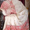 Off white body Nakshi Kantha Pure Katan silk saree