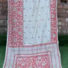 Off white body Nakshi Kantha Pure Katan silk saree