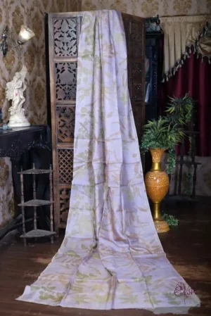 Lavender color body with Eco- hand printed Pure Tussar saree