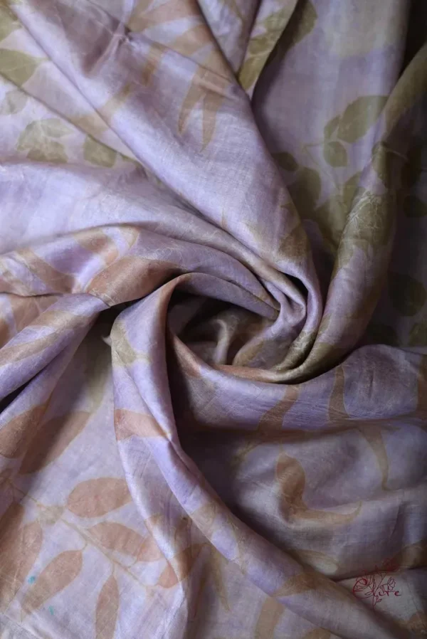 Lavender color body with Eco- hand printed Pure Tussar saree