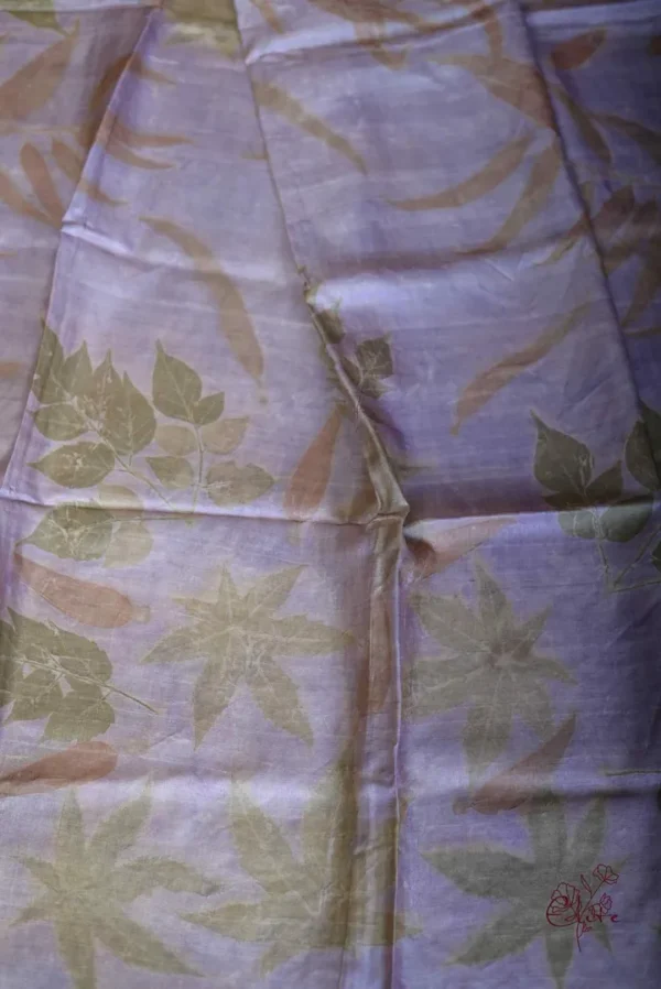 Lavender color body with Eco- hand printed Pure Tussar saree