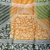 Yellow with Green Border White Kantha stitch Tussar silk saree