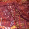 Scarlet n Yellow with Multicolor Kantha stitch on Pure Tussar saree