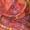 Scarlet n Yellow with Multicolor Kantha stitch on Pure Tussar saree