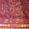 Scarlet n Yellow with Multicolor Kantha stitch on Pure Tussar saree