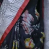 Black on Floral print with Chikankari Border Gachi Tussar saree