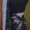 Black on Floral print with Chikankari Border Gachi Tussar saree
