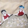 Biscuit on Fisherman theme Kantha stitch work Pure Tussar silk saree