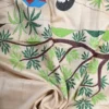 Biscuit on Fisherman theme Kantha stitch work Pure Tussar silk saree