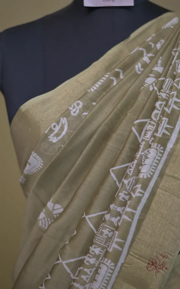 Vegas Gold Bafta Work with Golden Zari Border Tussar Saree