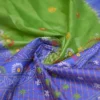 Parrot Green with Blue Border,Anchal Lambani Embroidery work Dyed Tussar Saree