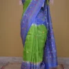 Parrot Green with Blue Border,Anchal Lambani Embroidery work Dyed Tussar Saree