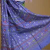 Parrot Green with Blue Border,Anchal Lambani Embroidery work Dyed Tussar Saree