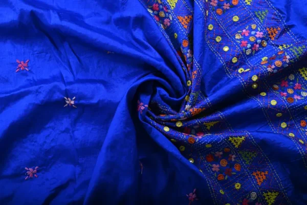 Royal blue color Lambani work on Pure Tussar Saree