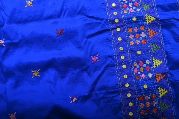 Royal blue color Lambani work on Pure Tussar Saree