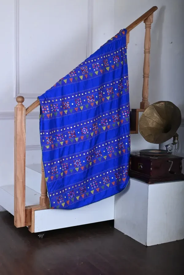 Royal blue color Lambani work on Pure Tussar Saree