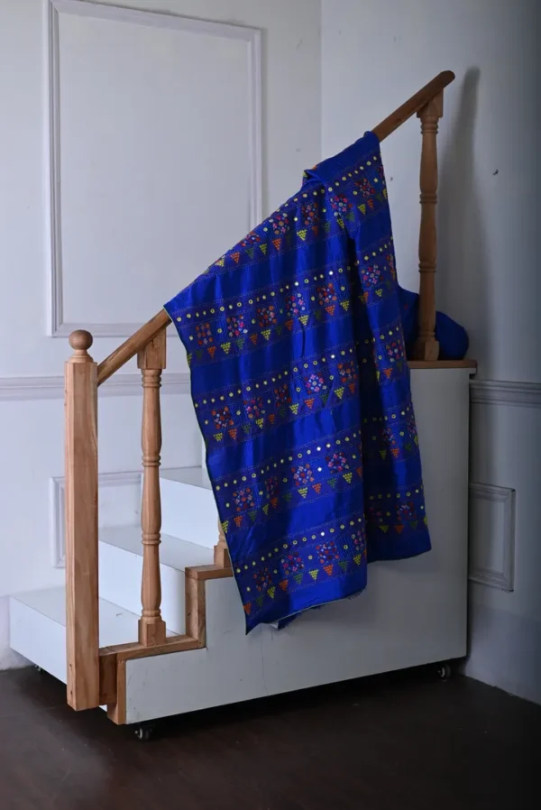 Royal blue color Lambani work on Pure Tussar Saree